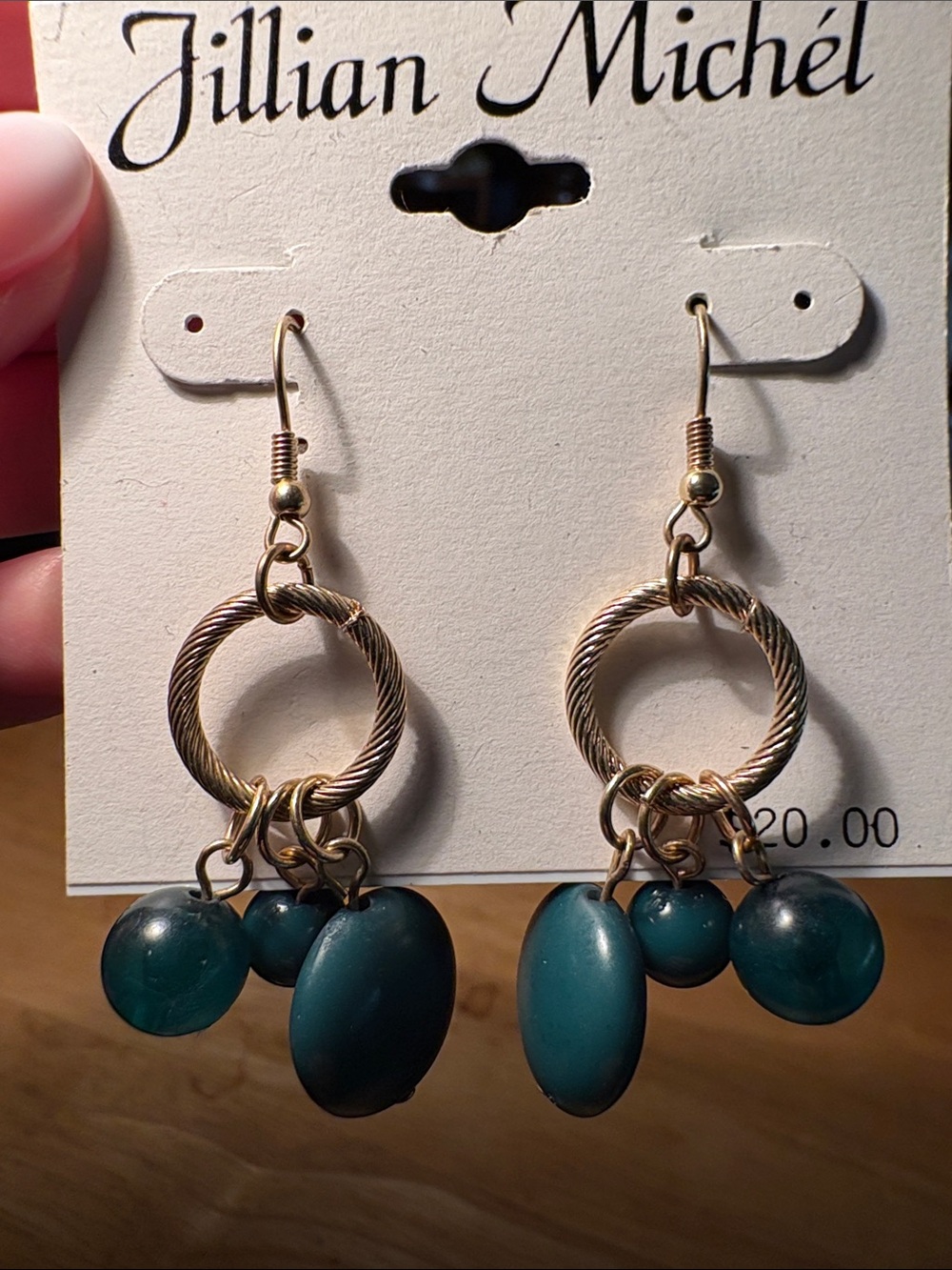 0164) Teal/Green Bead Drop Earrings